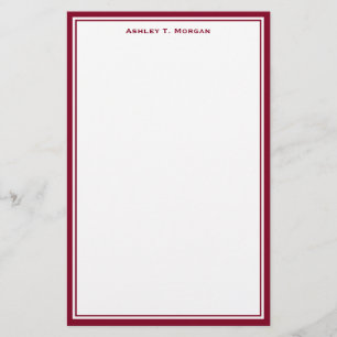 Einfachheit Burgundy White Personalisiert Statione Briefpapier