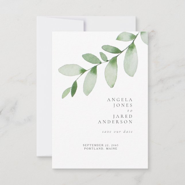 Einfachheit & Foliage Hochzeit Rettete unser Datum Save The Date (Vorderseite)