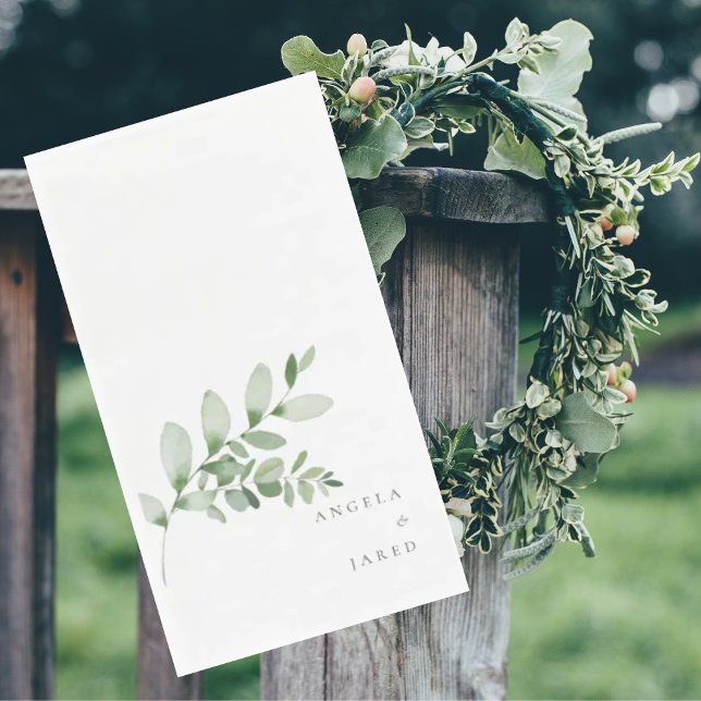 Einfachheit & Foliage Hochzeitscoupennamen Serviette (Von Creator hochgeladen)