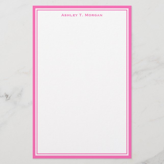 Einfachheit Hot Pink White Personalisiert Statione Briefpapier (Vorderseite)