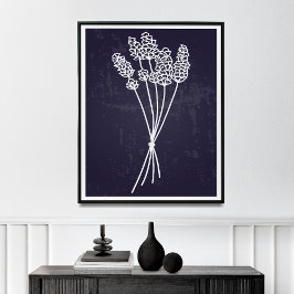 Einfachheit in der Blume mit blass weißer Linie Ze Poster