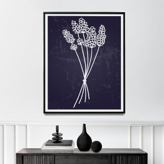 Einfachheit in der Blume mit blass weißer Linie Ze Poster