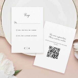 Einfachheit   Monogram Minimal Wedding RSVP Karte