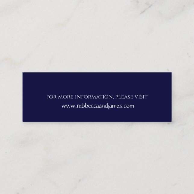 Einfachheit Navy Blue Wedding Website Cards Mini Visitenkarte (Vorderseite)
