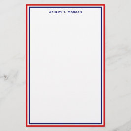 Einfachheit Red White Blue Personalisiert Statione Briefpapier