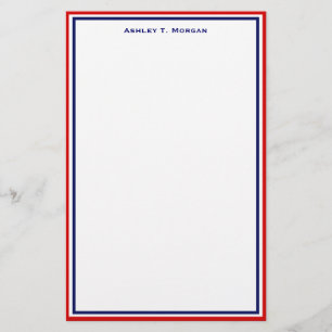 Einfachheit Red White Blue Personalisiert Statione Briefpapier