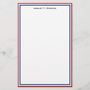 Einfachheit Red White Blue Personalisiert Statione Briefpapier