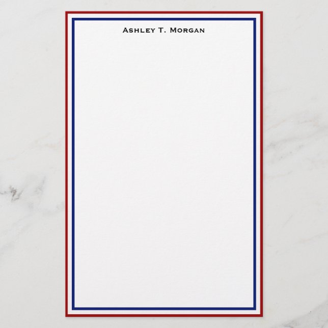 Einfachheit Red White Blue Personalisiert Statione Briefpapier (Vorderseite)