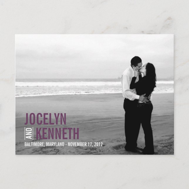 Einfachheit Save the Date Postkarte - Lila (Vorderseite)