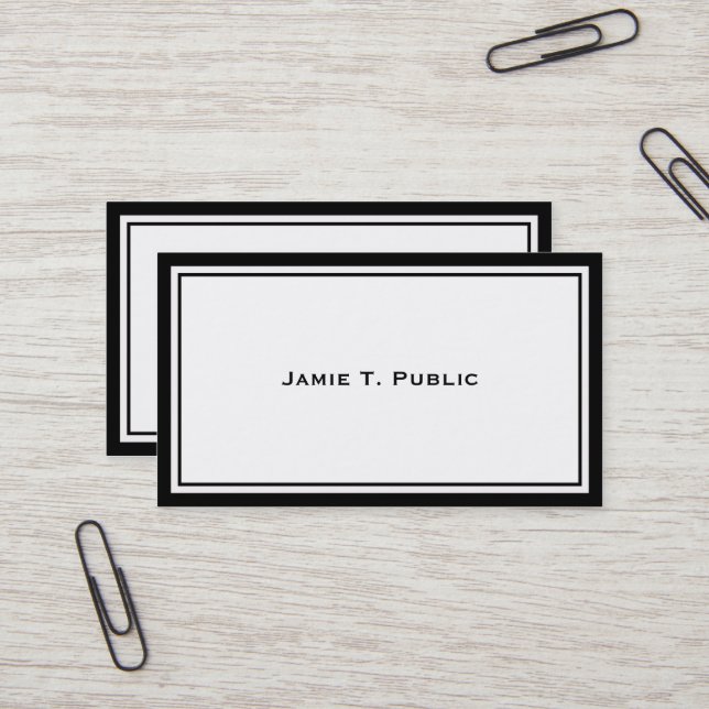 Einfachheit: Schwarzweißrahmen, weißer Hintergrund Visitenkarte (Vorderseite/Rückseite Beispiel)