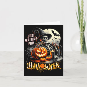 Einfachnur auf Halloween Skelett Hexe Kürbis warte Karte