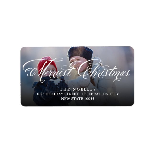 Einfachste Weihnachts-Extravagante Script-Foto-Adr Adressaufkleber (Vorne)