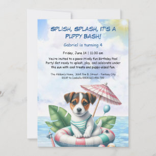 Einfadung zur Geburtstags-Poolparty 'Puppy Splash' Einladung