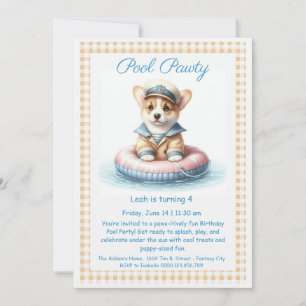 Einfadung zur Geburtstags-Poolparty 'Puppy Splash' Einladung