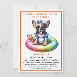 Einfadung zur Geburtstags-Poolparty 'Puppy Splash' Einladung