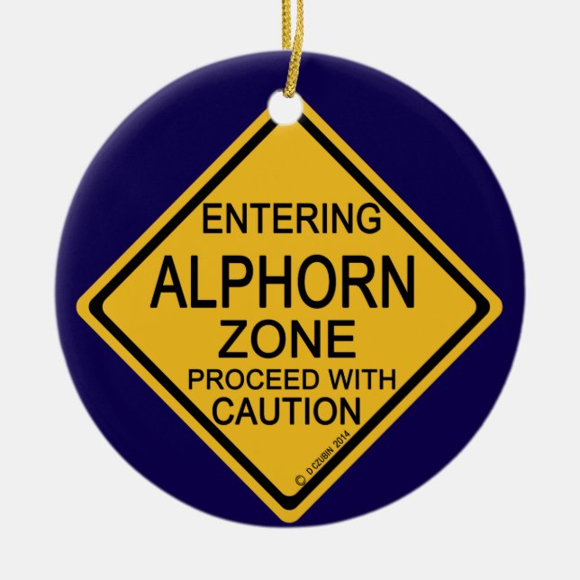 Einfahrt in die Alphornzone Keramik Ornament (Vorne)