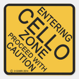 Einfahrt in die Cello Zone Quadratischer Aufkleber