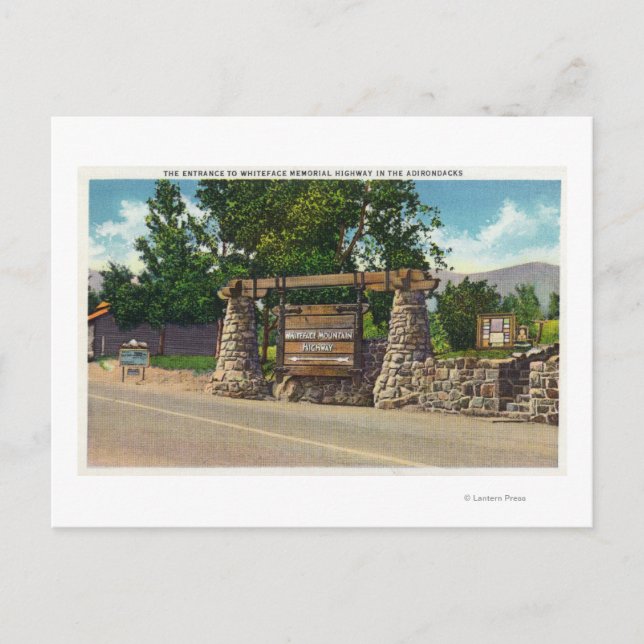 Einfahrt nach Whiteface Highway Postkarte (Vorderseite)