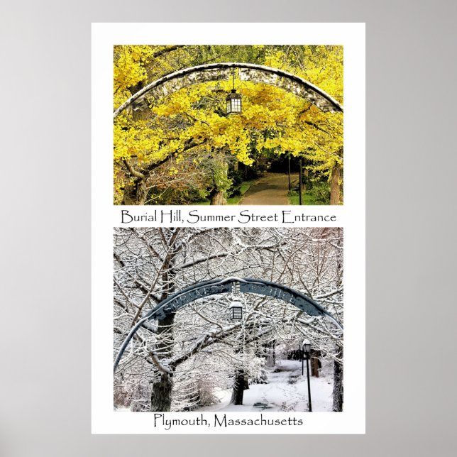 Einfahrt Plymouth MA Collage von Burial Hill Poster (Vorne)