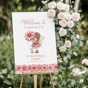 Einfallsreich Süße Feen-Rosa 1. Geburtstag Poster