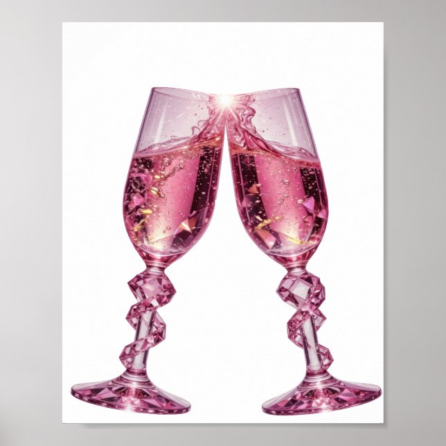 Einfallsreiche silberne CHAMPAGNERGLÄSER Poster (Vorne)