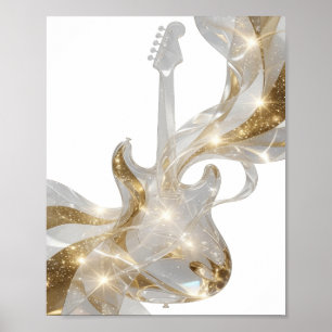 Einfallsreiche silberne GITARRE MIT GOLDENEN STERN Poster