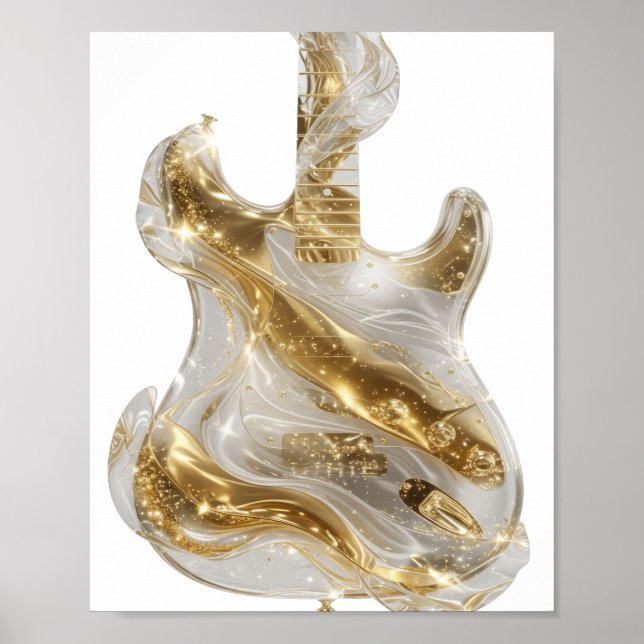 Einfallsreiche silberne GOLDENE ELEKTRISCHE GITARR Poster (Vorne)