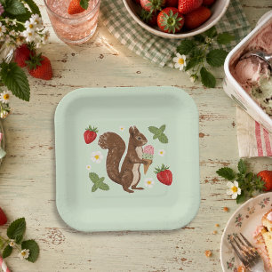 Einfallsreicher Eichhörnchen-mit-Eis-Waldparty Pappteller
