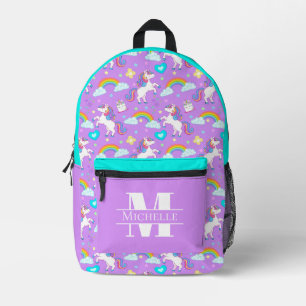 Einfallsreiches Mädchen Einhörner und Regenbogen M Bedruckter Rucksack
