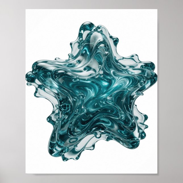 Einfangendes Silber BLUE STAR Textdesign Poster (Vorne)
