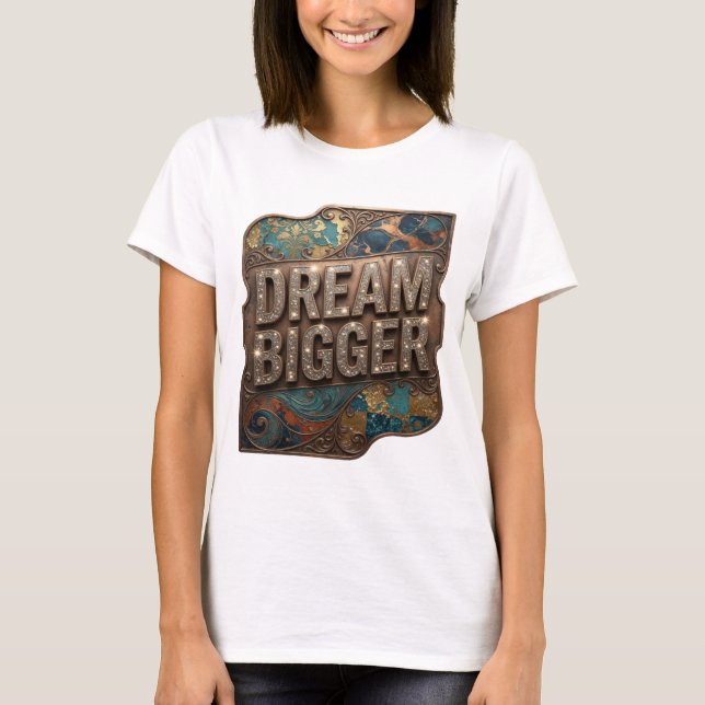 Einfangendes Silber DREAM BIGGER Slogan T-Shirt (Vorderseite)