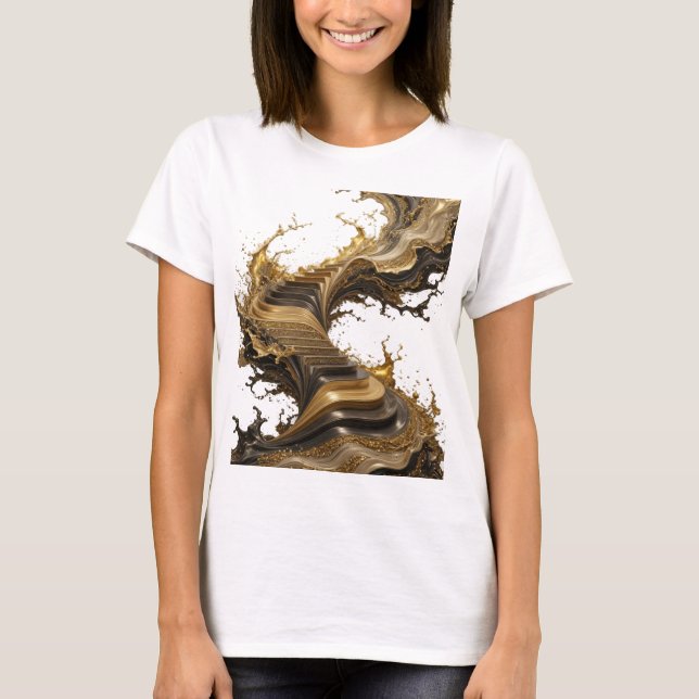 Einfangreiches Gold ABSTRACT ART Statement T-Shirt (Vorderseite)