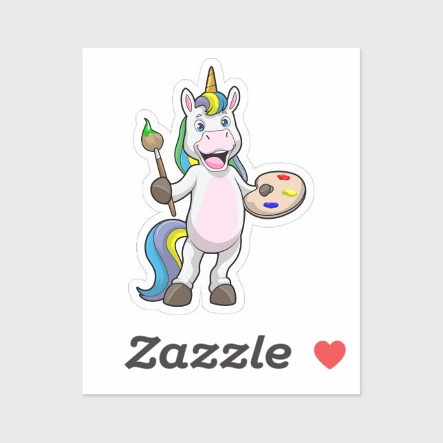 Einfärben beim Anmalen mit Pinsel und Farbe Aufkleber (Blatt)