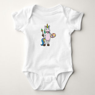 Einfärben beim Anmalen mit Pinsel und Farbe Baby Strampler