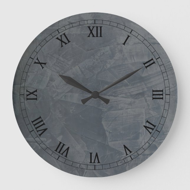 Einfarbig Grau Große Wanduhr (Vorderseite)