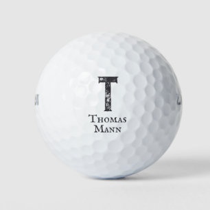 Einfarbig graue Initialen und Name Golfball