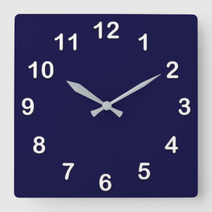 Einfarbig: Marineblau Quadratische Wanduhr