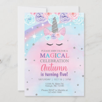 Einfarbig-pink lila-silberner Geburtstag einladen. Einladung