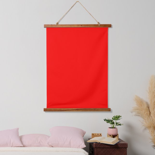 Einfarbig Rot 66x91cm Vertikal Wandteppich Mit Holzrahmen (Schlafzimmer)