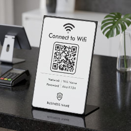 Einfarbig Schwarz Weiß Modernes Geschäft-Wifi Sockelschild
