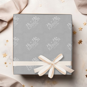 Einfarbig Silber - Mr & Mrs Hochzeitsgeschenke Geschenkpapier