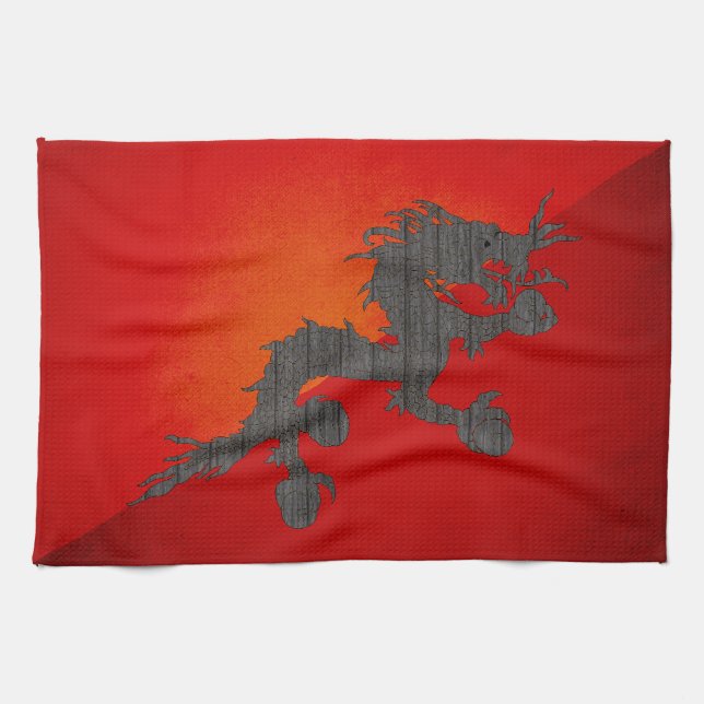 Einfarbige Bhutan-Flagge Handtuch (Horizontal)