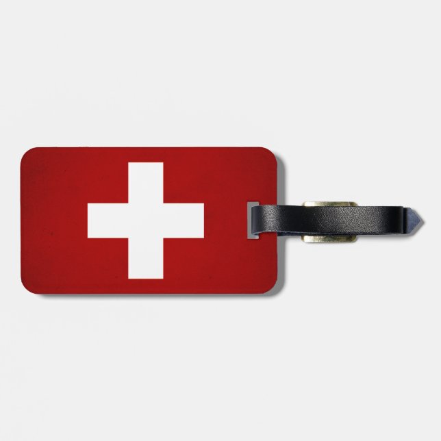 Einfarbige die Schweiz-Flagge Gepäckanhänger (Rückseite horizontal)