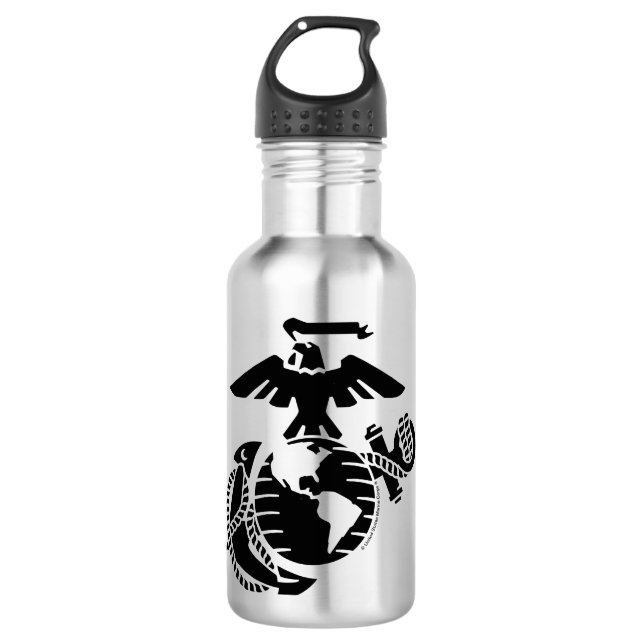Einfarbige EGA - Schwarz Edelstahlflasche (Vorderseite)