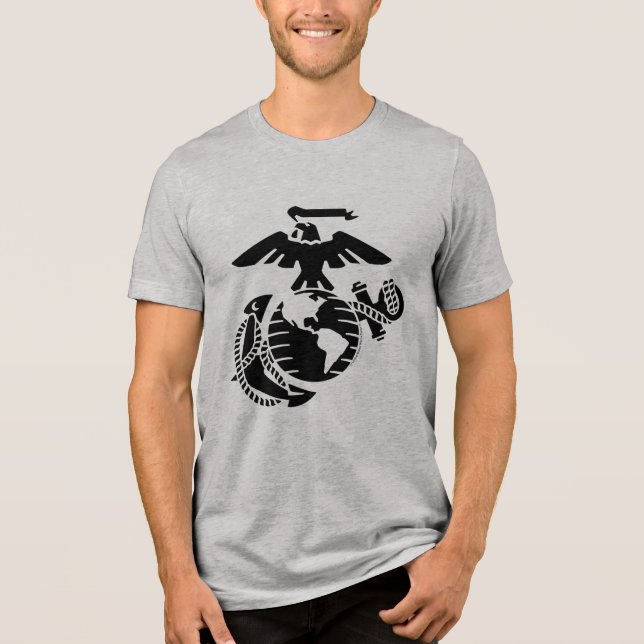 Einfarbige EGA - Schwarz Tri-Blend Shirt (Vorderseite)