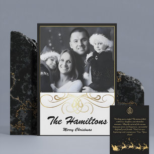 Einfarbige Elegance Schwarz-Weiß-Weihnachtskarte Feiertagskarte