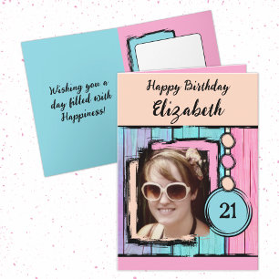 Einfarbige Imitate aus Holz zum 21. Geburtstag Karte