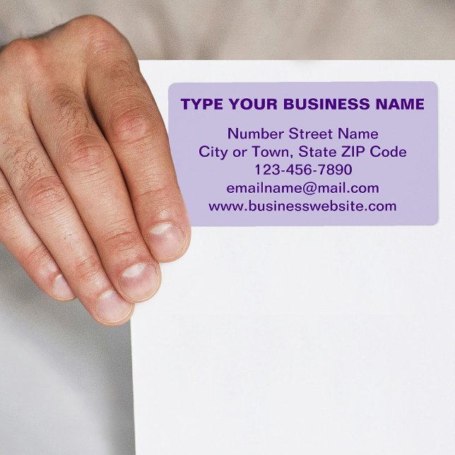 Einfarbige Lila Schlichte Textmarke beim Versand (Shipping label with your business brand in monochrome purple and plain text)