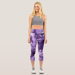 Einfarbige Veilchen Capri Leggings