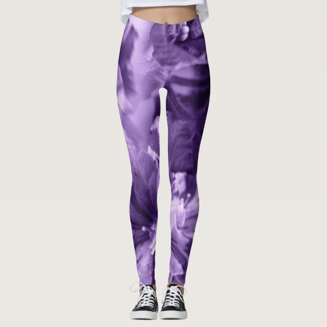 Einfarbige Veilchen Leggings (Vorderseite)